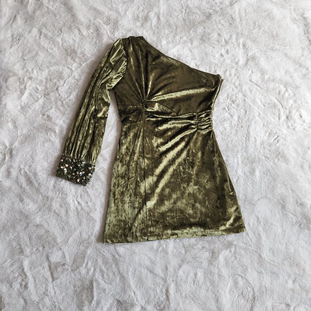 Anthropologie Nirmooha One-Shoulder Velvet Mini Dress - Picture 5 of 16